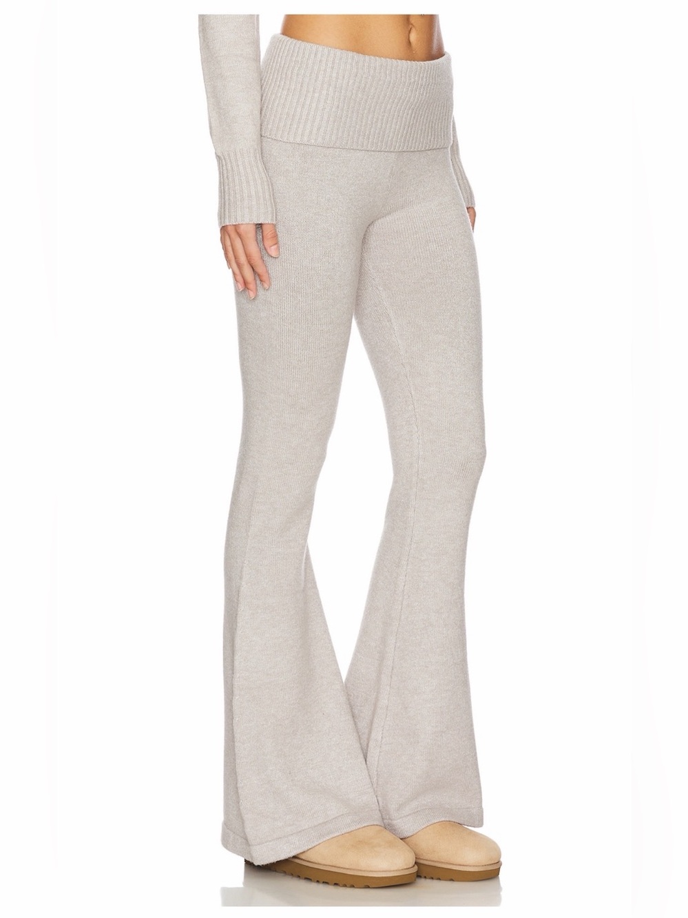 Lioness Cloud Knit Flare Pants — Light Gray- hemmed for 5’1” shortie